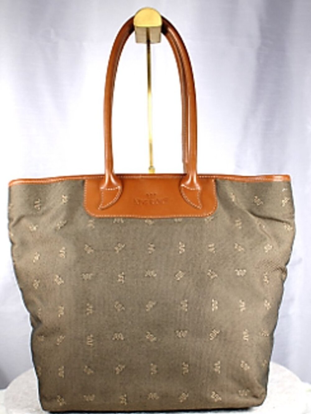 King Ranch Running W Monogram Canvas Leather Tote Bag Brown Tan